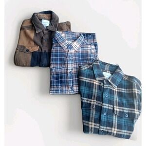 Lot of 3 American Eagle Flannel Shirts Men's Small Classic Fit Plaid Button Up